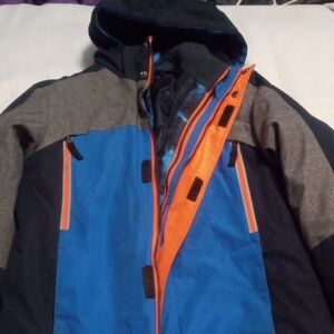 ZeroXposur Kids Hooded Double Layer Puffer Jacket - Blue, Orange, Gray